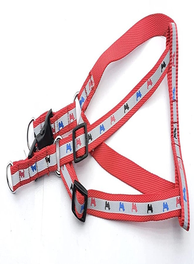 Pups&Pets طقم سرج ومقود قابل للتعديل من النايلون الناعم المشع من Pups&Pets للجراء والكلاب الصغيرة والمتوسطة الحجم (لون أحمر) - Image 3